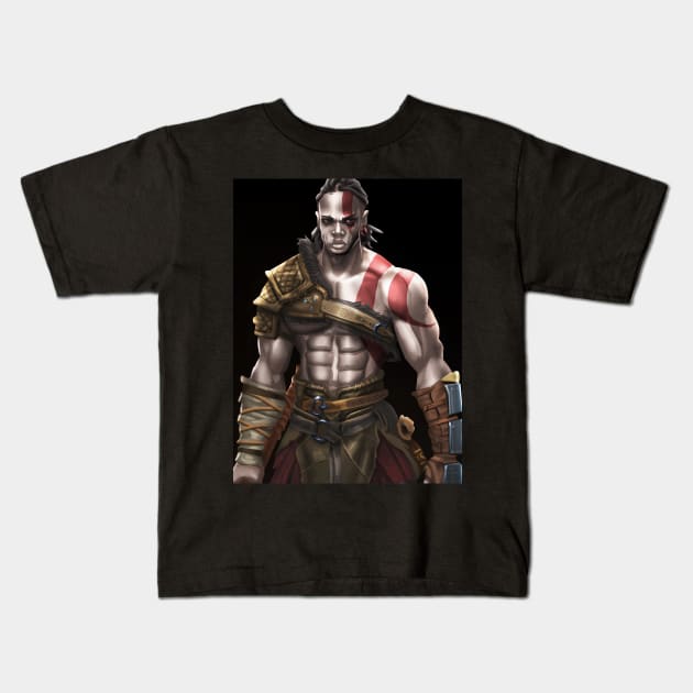 God Of War Fanart - Black Kratos Collection Kids T-Shirt by Beckley Art